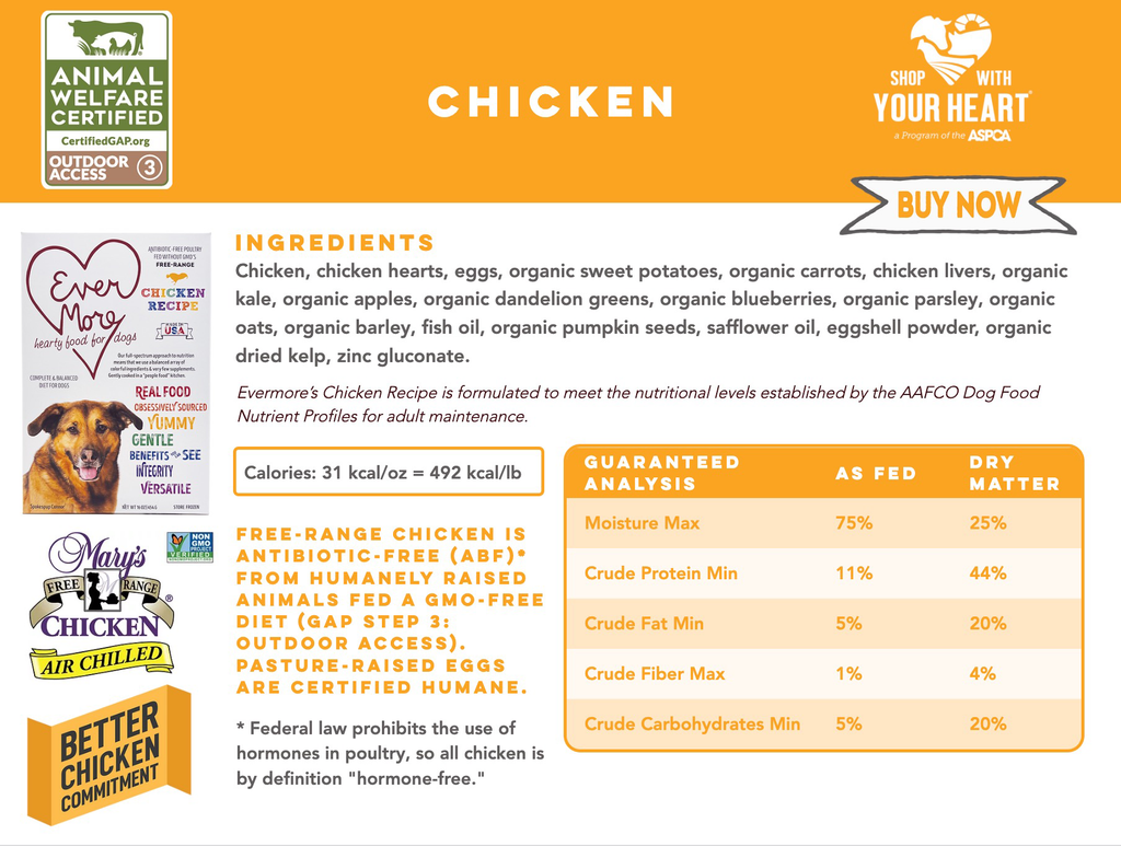 Chicken Recipe 1 lb. Evermore Pet Food